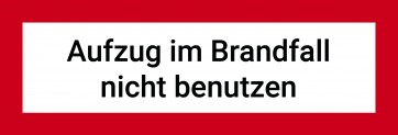 Aufkleber Aufzug im Brandfall nicht benutzen (10 Stück, 21x7cm) mit UV-Schutz