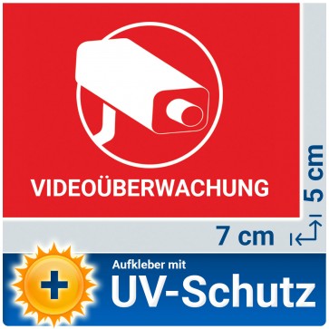 10x Videoüberwachung Aufkleber mit UV-Schutz, 7x5cm
