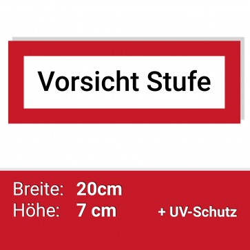 Aufkleber Vorsicht Stufe 20x7cm, Schild Hinweis auf Stufe