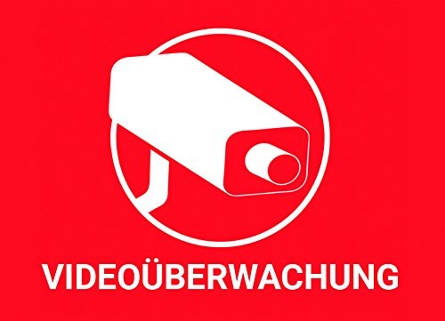 10 Videoüberwachung Warnaufkleber – Weiß, 7,5x5,2 Cm, UV- Und Wetterfest