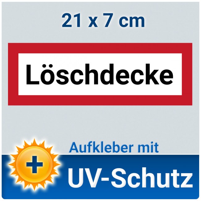 Aufkleber Loschdecke 21x7cm Folie Schild Feuerloschdecke Brandschutzdecke Brand