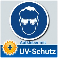 Augenschutz benutzen Aufkleber Schild, Gebotszeichen, ∅ 14 cm