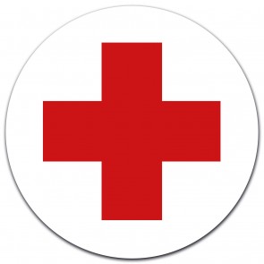 Aufkleber DRK Rotes Kreuz Ø 12 cm für Verbandskasten oder Medizinschrank, Erste Hilfe mit UV-Schutzlaminat