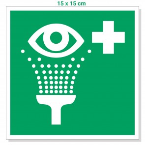 Aufkleber Augenspüleinrichtung 15x15cm, Zeichen Augendusche / Augenspülung / Notdusche