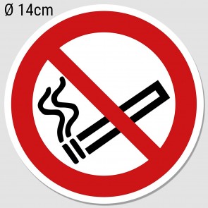 Aufkleber Rauchen verboten Ø 14cm, Rauchverbot Nichtraucher UV-Schutz (Outdoor geeignet)