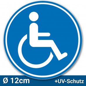 Aufkleber Rollstuhlfahrer Ø 12cm, Rollstuhl Symbol / Zeichen, Parken mit Behinderung, Rollstuhlaufkleber, Behindertenaufkleber, Rollstuhlzeichen, Autoaufkleber