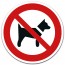 Aufkleber Hunde verboten, Ø 12 cm gemäß ISO 7010, P022