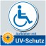 Aufkleber Rollstuhlfahrer Ø 12cm weiß blau, Rollstuhlaufkleber, Behindertenaufkleber