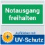 Notausgang freihalten Aufkleber Schild, 20x10cm mit UV-Schutz, Notausgangsschild